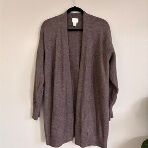 H&M Open-Front Long Cardigan - Brownish Taupe